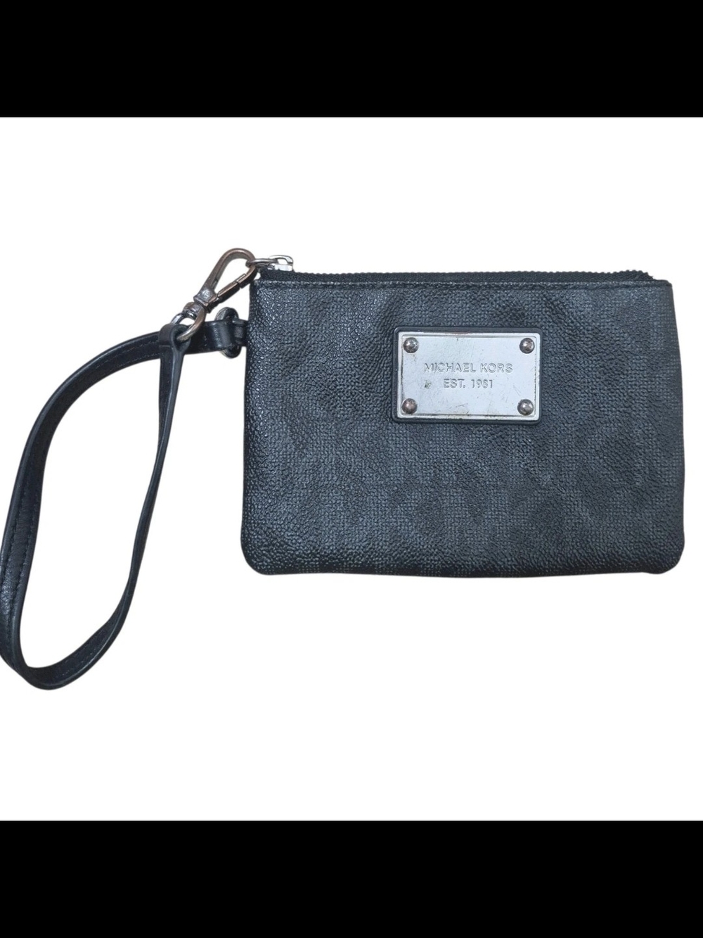 Michael Michael Kors Black Leather Monogram Wristlet
